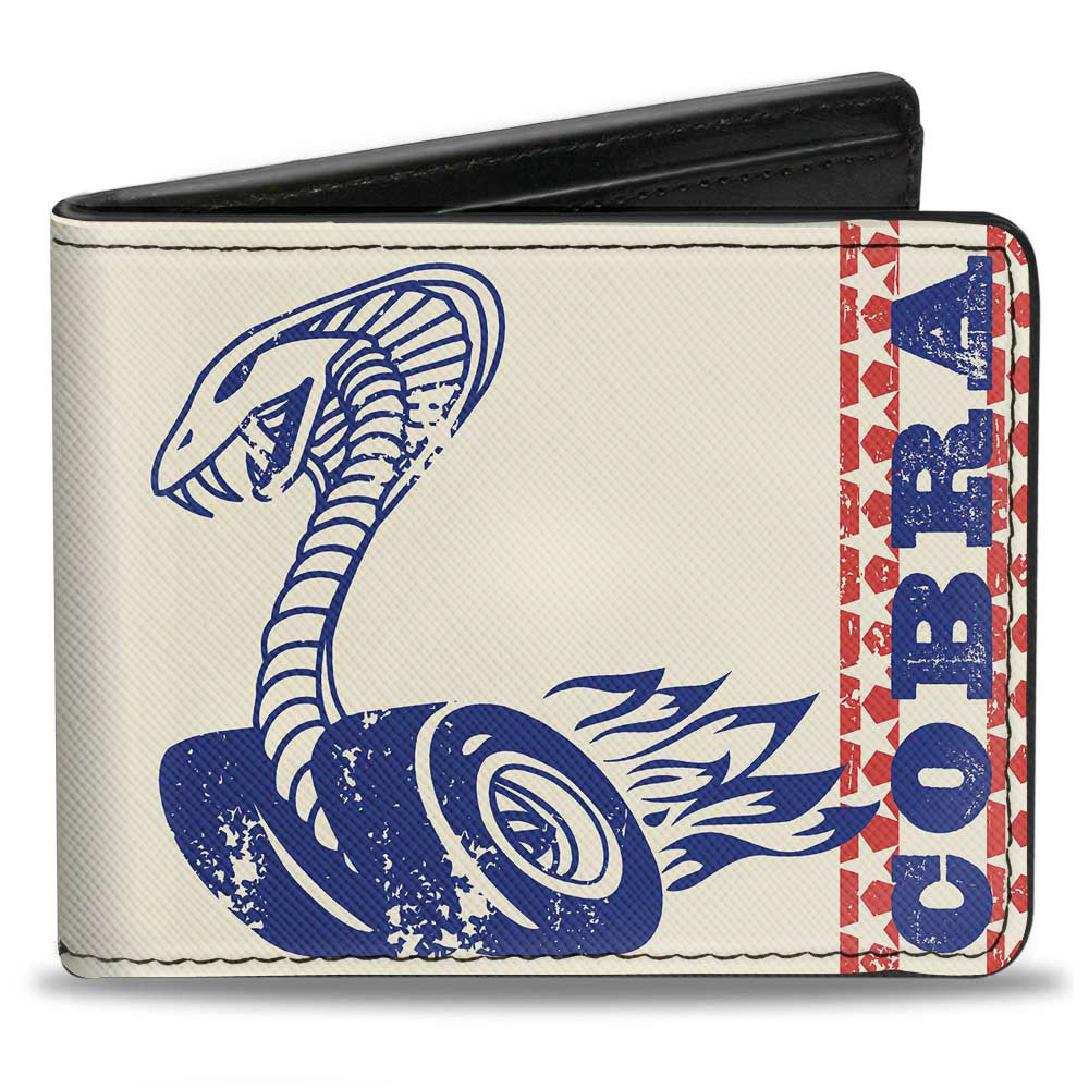 Vintage Cobra Jet Logo + Ford Script Ivory & Navy Bi-Fold Wallet