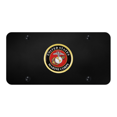 U.S.M.C. Badge License Plate - Chrome on Black