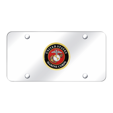 U.S.M.C. Badge License Plate - Chrome on Mirrored