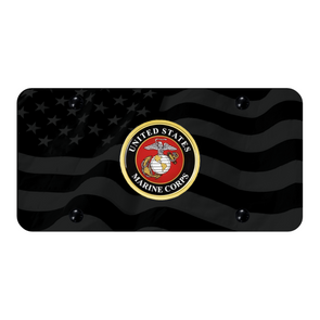 U.S.M.C. Badge License Plate - UV Subdued Wave Flag