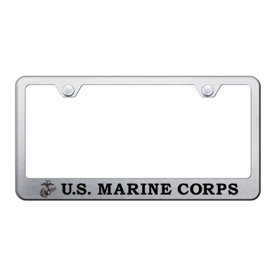U.S.M.C. Initials and Logo Stainless Frame - Etched Brushed