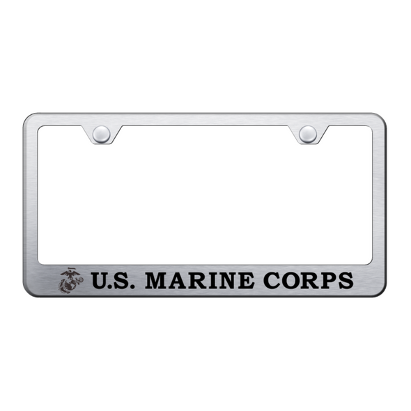 U.S.M.C. Initials and Logo Stainless Frame - Etched Brushed