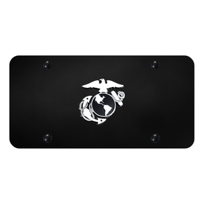 U.S.M.C. Insignia License Plate - Chrome on Black