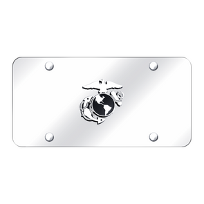 U.S.M.C. Insignia License Plate - Chrome on Mirrored