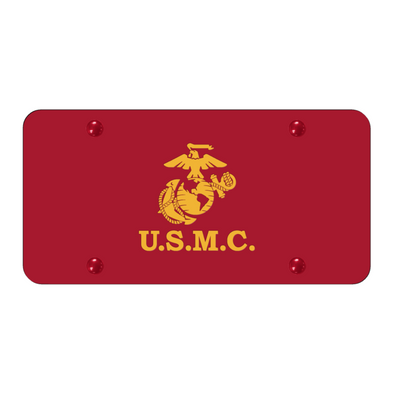 u-s-m-c-license-plate-laser-etched-yellow-on-red