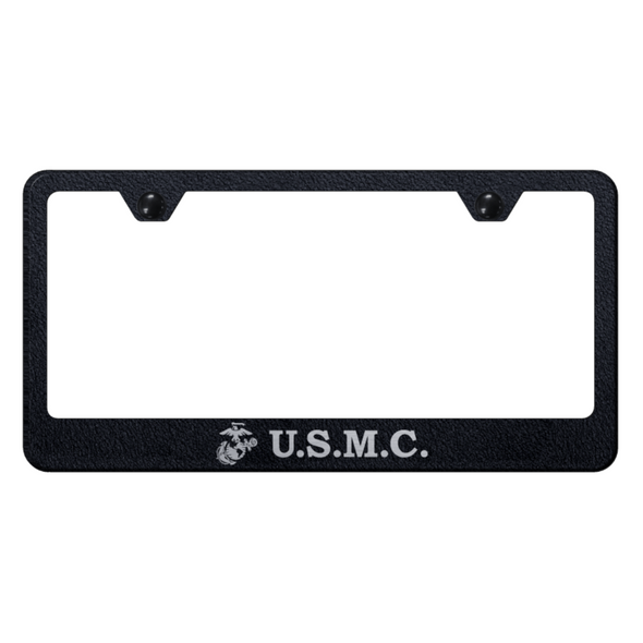 U.S.M.C. Stainless Steel Frame - Laser Etched Rugged Black