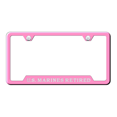 U.S. Marines Retired Cut-Out Frame - Laser Etched Pink