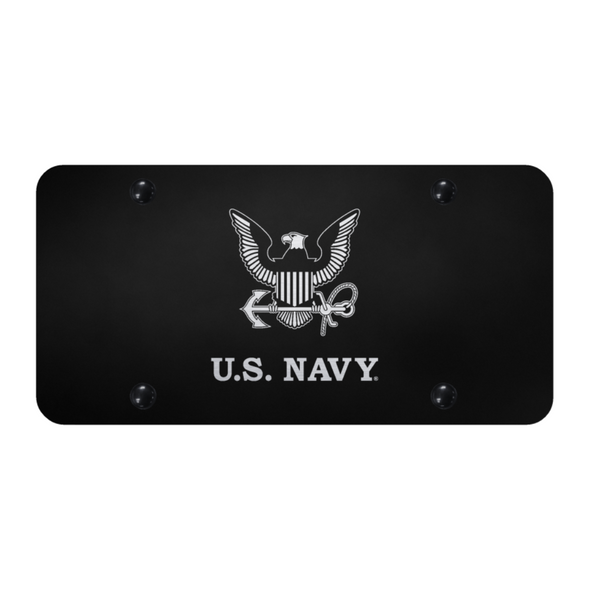 U.S. Navy Insignia License Plate - Laser Etched Black