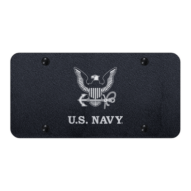 U.S. Navy Insignia License Plate - Laser Etched Rugged Black