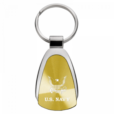 U.S. Navy Insignia Teardrop Key Fob - Gold