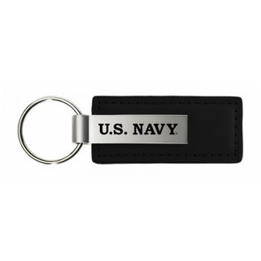 U.S. Navy Leather Key Fob in Black