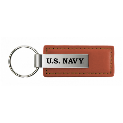 U.S. Navy Leather Key Fob in Brown