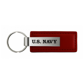 U.S. Navy Leather Key Fob in Burgundy