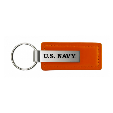 U.S. Navy Leather Key Fob in Orange