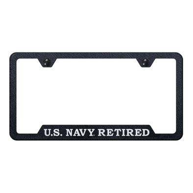 U.S. Navy Retired Cut-Out Frame - Laser Etched Rugged Black
