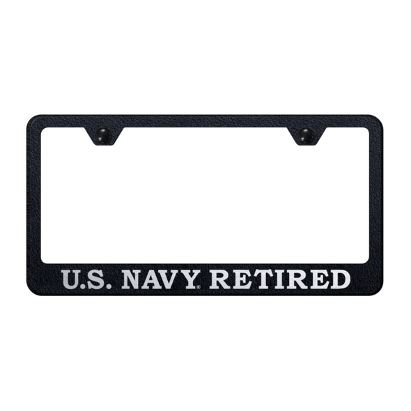 U.S. Navy Retired Stainless Frame - Etched Rugged Black