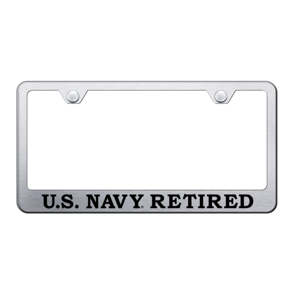 U.S. Navy Retired Stainless Steel Frame - Etched Brushed