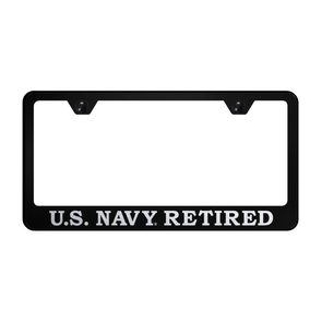 U.S. Navy Retired Stainless Steel Frame - Laser Etched Black