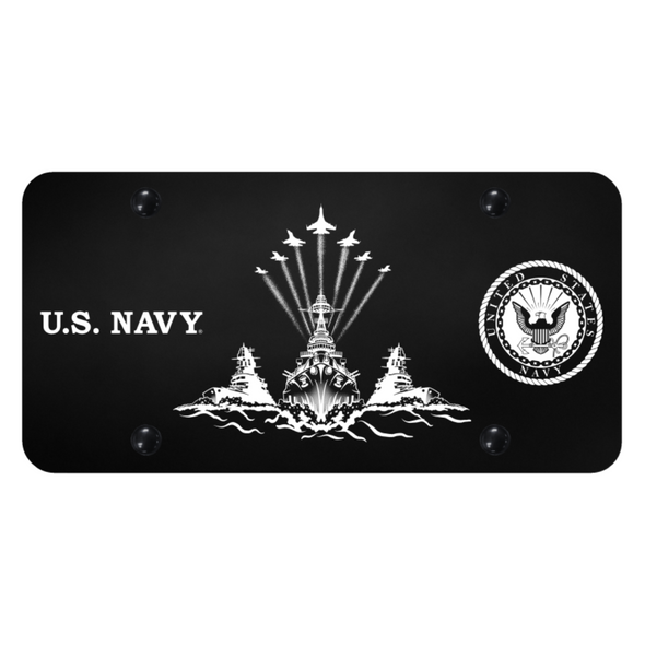 U.S. Navy Theme License Plate - Laser Etched Black