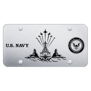 U.S. Navy Theme License Plate - Laser Etched Brushed