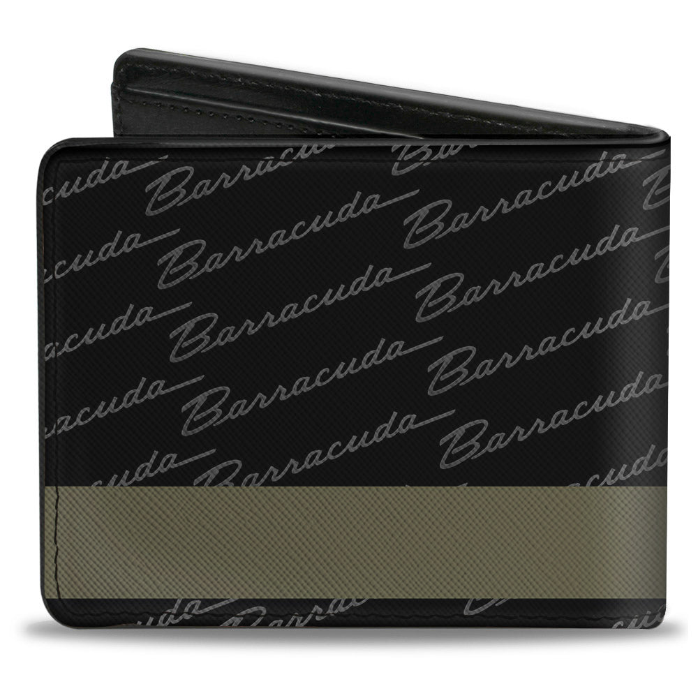 Plymouth Barracuda Script Monogram Black & Olive Bi-Fold Wallet