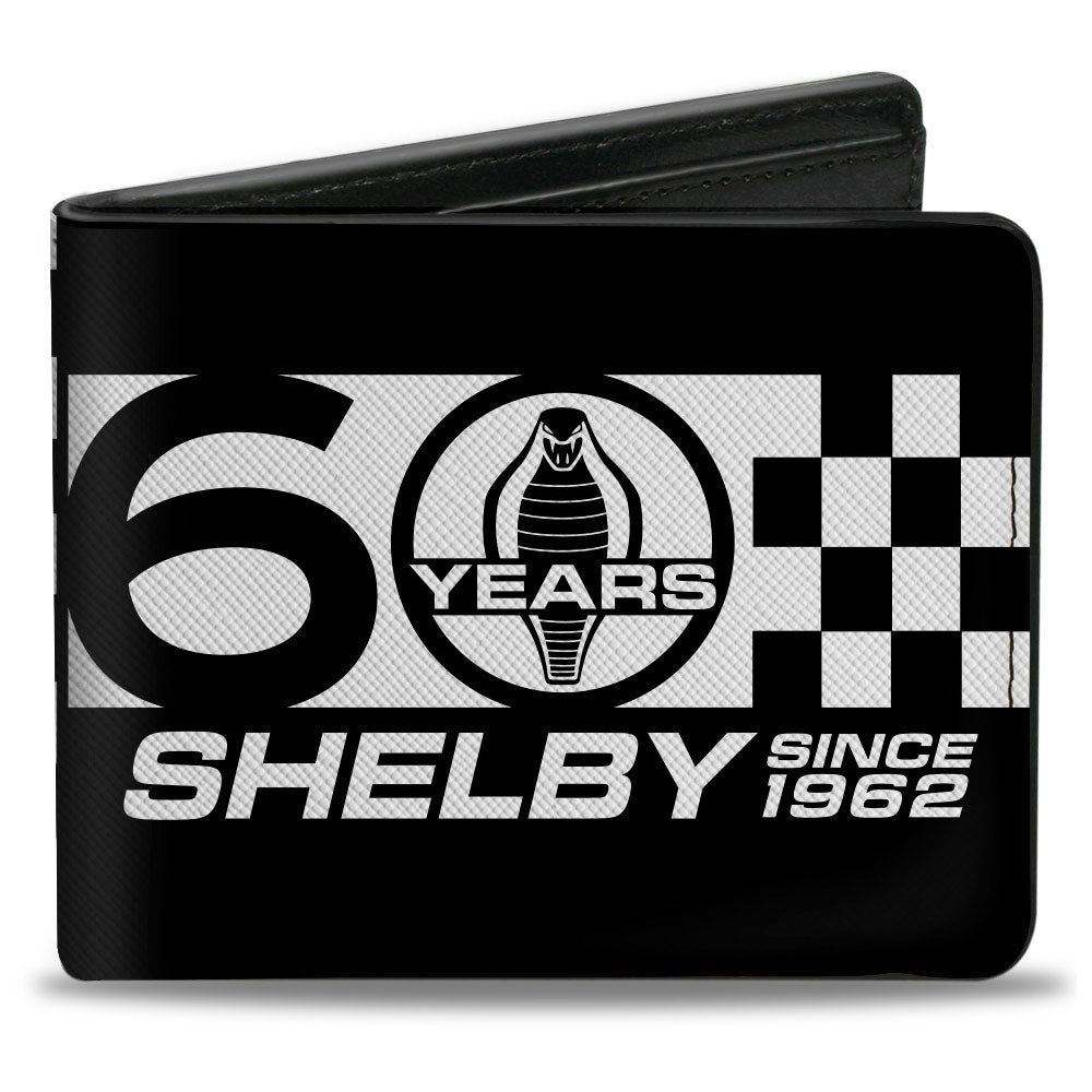 Shelby 60 Years Since 1962 Checkered Logo Black & White Bi-Fold Wallet