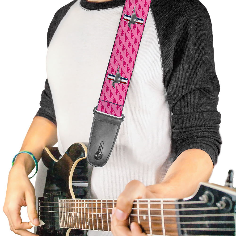 Ford Mustang Tri-Bar Pink Logo Guitar Strap