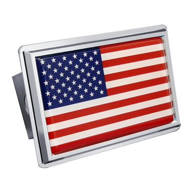 USA Flag Class III Trailer Hitch Plug - Mirrored