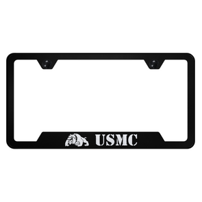 USMC Bulldog Cut-Out Frame - Laser Etched Black