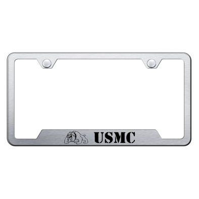 USMC Bulldog Cut-Out Frame - Laser Etched Brushed