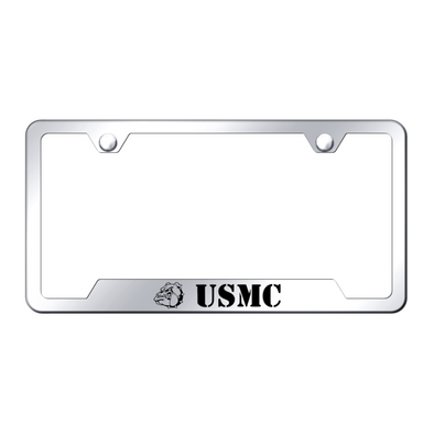 USMC Bulldog Head Cut-Out Frame - Laser Etched Mirrored