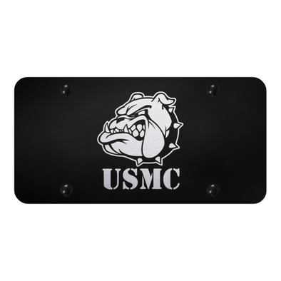 USMC Bulldog Head License Plate - Laser Etched Black