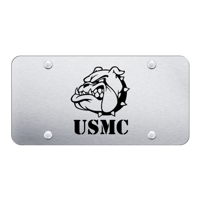 USMC Bulldog Head License Plate - Laser Etched Brushed
