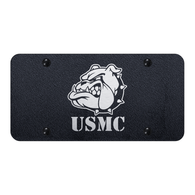USMC Bulldog Head License Plate - Laser Etched Rugged Black