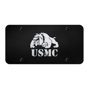 USMC Bulldog License Plate - Laser Etched Black