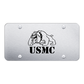 USMC Bulldog License Plate - Laser Etched Brushed