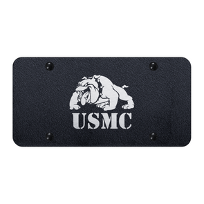 USMC Bulldog License Plate - Laser Etched Rugged Black