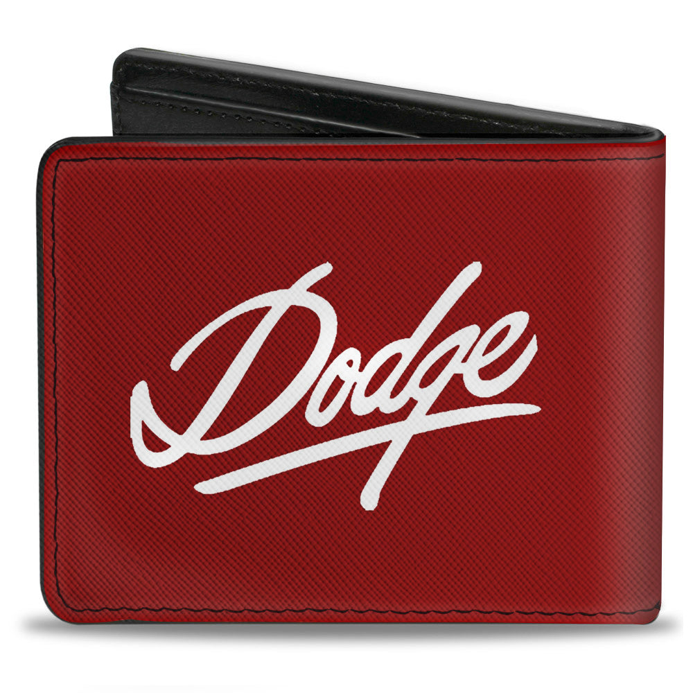 Dodge Emblem Script Burgundy & White Bi-Fold Wallet