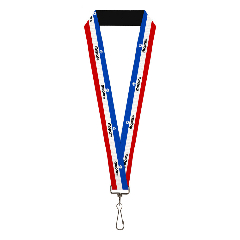 Mopar Logo Stripe Red White & Blue Lanyard - 1.0"