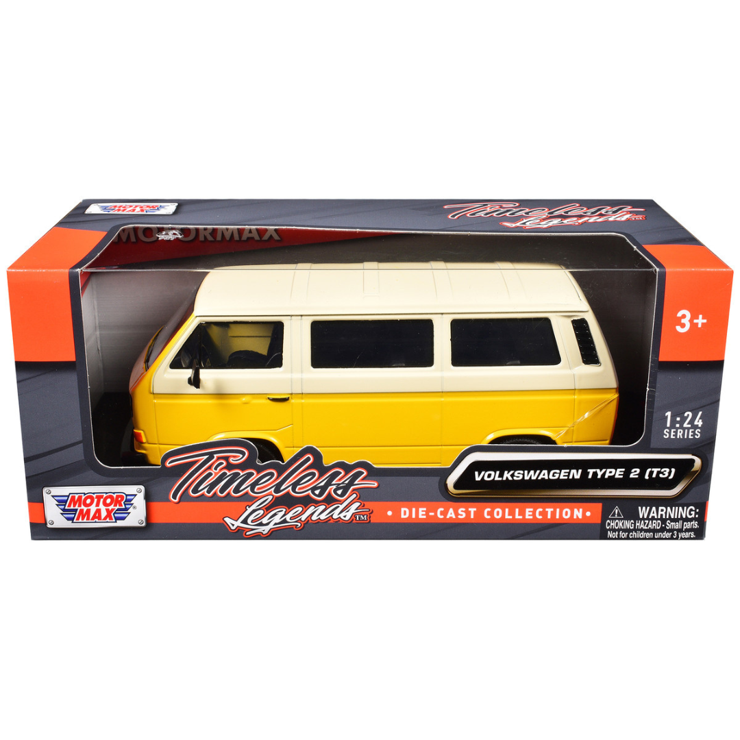 Volkswagen Type 2 (T3) Van Yellow and Beige "Timeless Legends" Series 1/24 Diecast Model Car