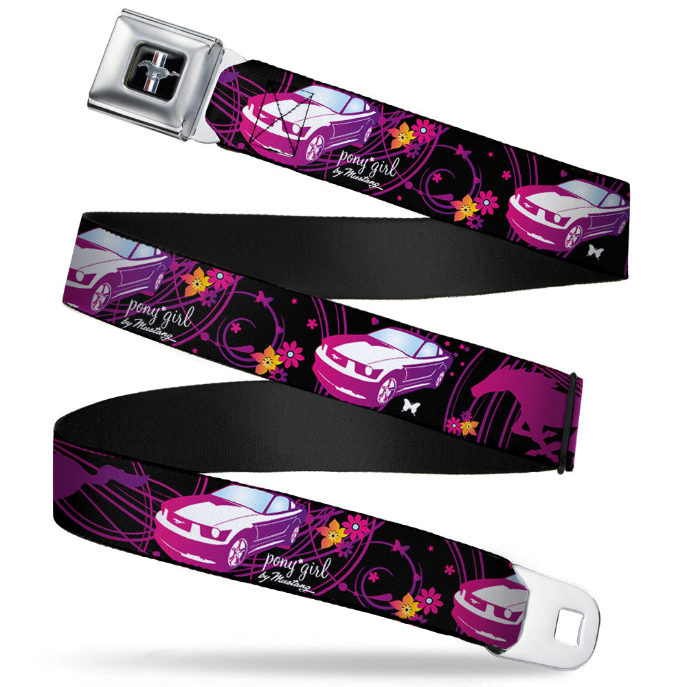 Ford Mustang Emblem Pony Girl Flowers Seatbelt Belt