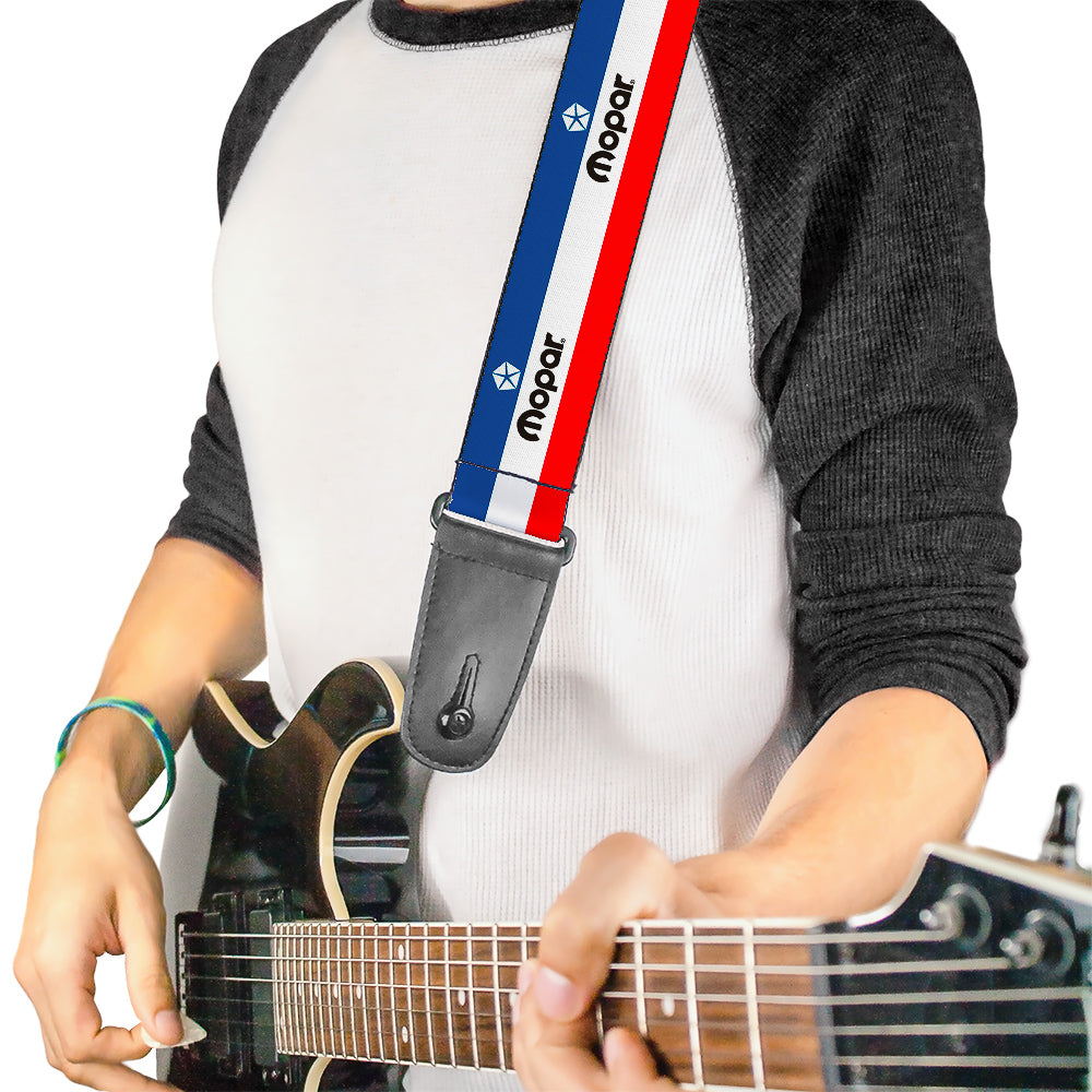 Mopar Logo Stripe Red White & Blue Guitar Strap