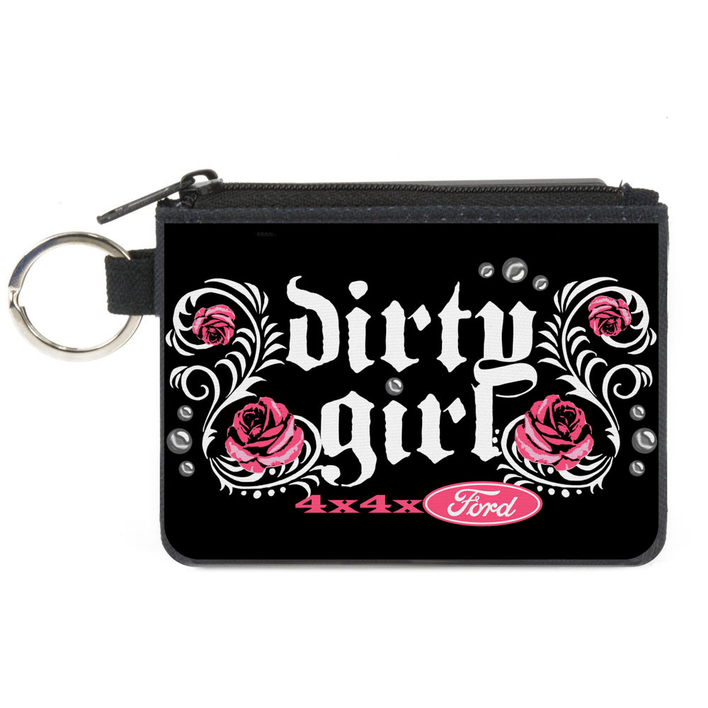 Ford Floral Dirty Girl 4X4 Black & Pink Canvas Zipper Wallet - Mini X Small