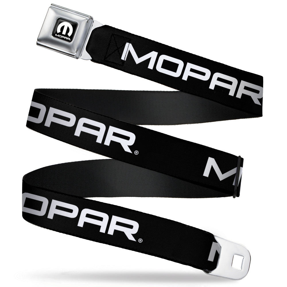 Mopar Logo Black & White Text Seatbelt Belt