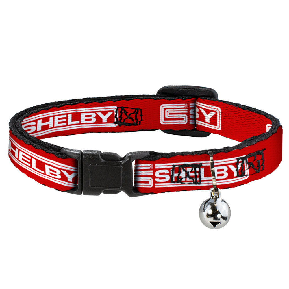 Carroll Shelby Racing Red & White Cat Collar Breakaway with Bell - Narrow Fits 8.5-12"