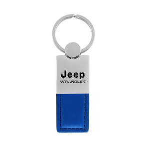 Wrangler Duo Leather / Chrome Key Fob in Blue