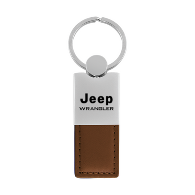 Wrangler Duo Leather / Chrome Key Fob in Brown