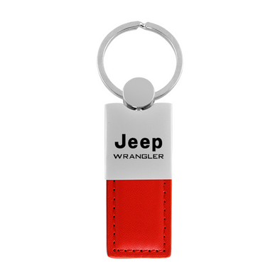 Wrangler Duo Leather / Chrome Key Fob in Red