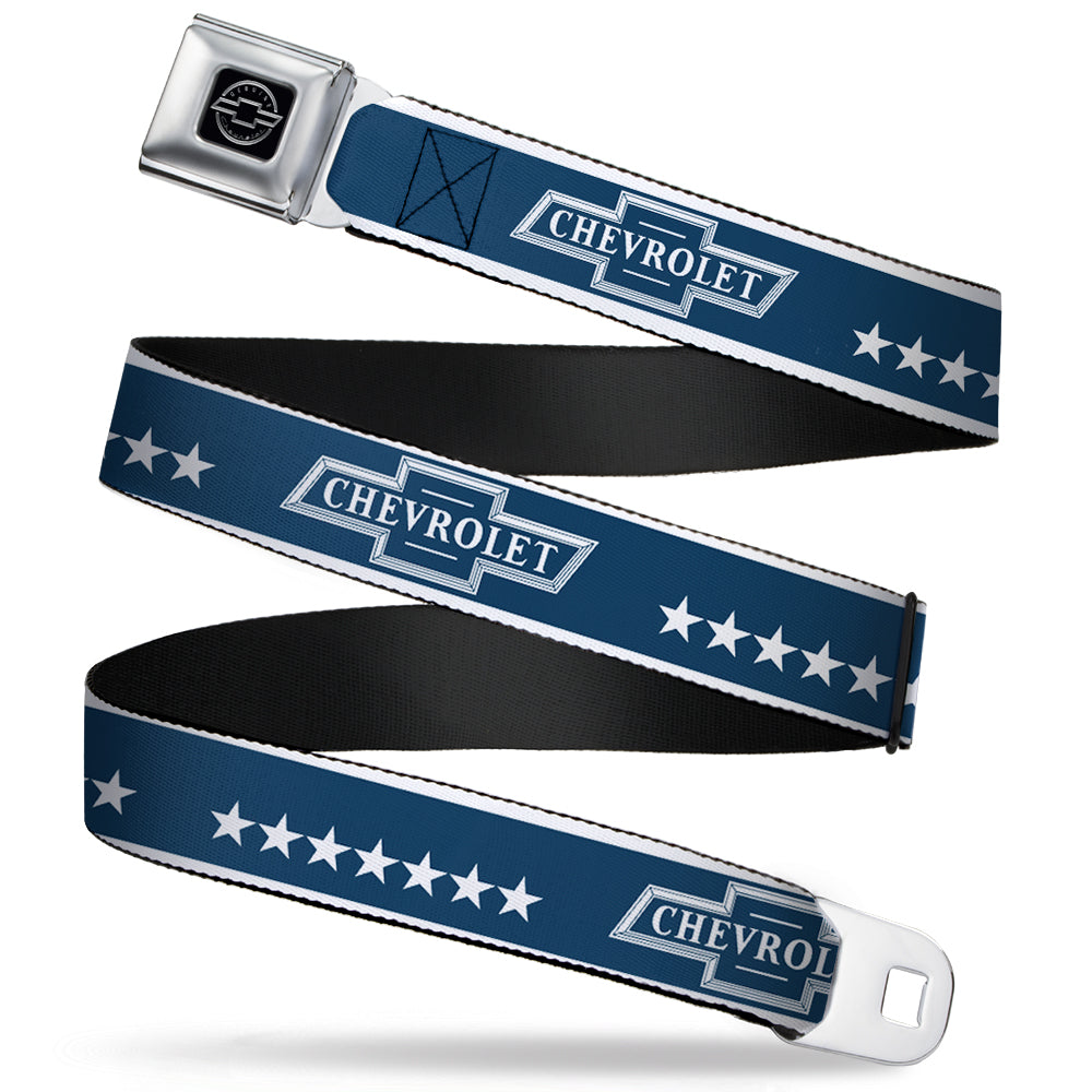 Chevrolet Bowtie Stars Blue & White Webbing Seatbelt Belt