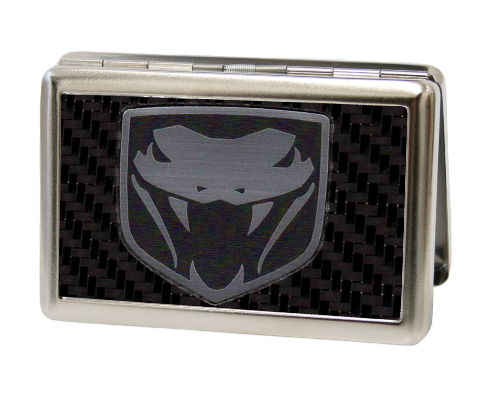 Dodge Viper Marquetry Carbon Fiber Metal Business Card Holder - Large